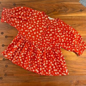Madewell blouse, button up, puffy sleeves